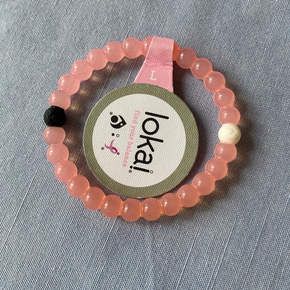 Lokai Coral Pink Bracelet with Black and White Accents - Picture 1 of 3
